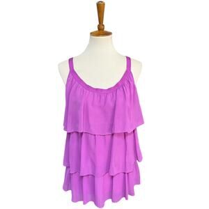 Banana Republic 100% Silk Tiered Y2K 90s Purple Sleeveless Blouse Size Small